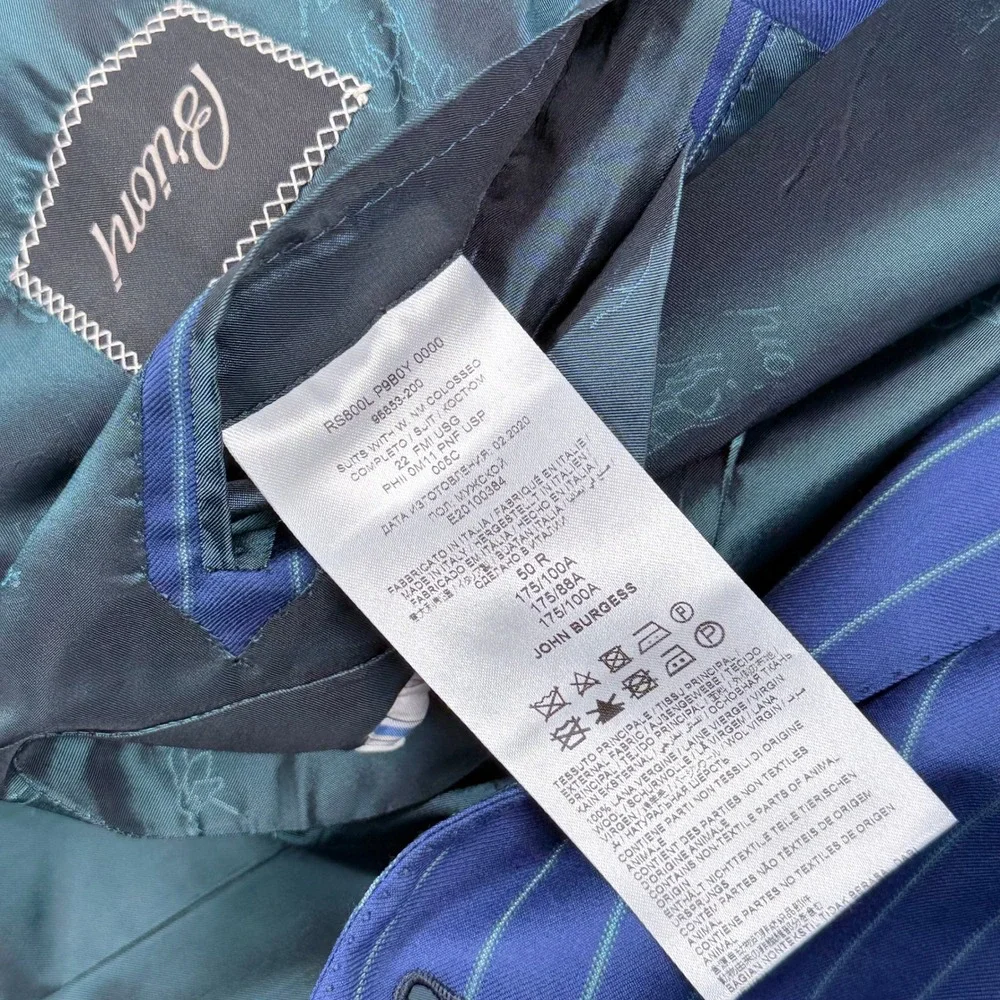 Brioni Colosse 3-Piece Suit Mens 40R Blue 100% Wool Pinstripe Blazer Vest Pants